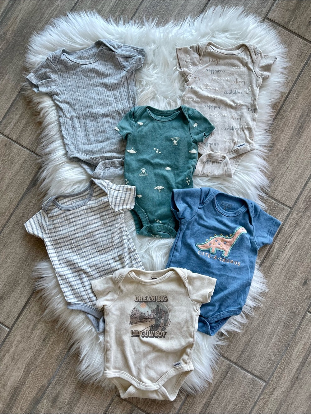 Carter's + Baby Boys 6-Pack Onesies - Blue, Green, Gray, Cream, Tan